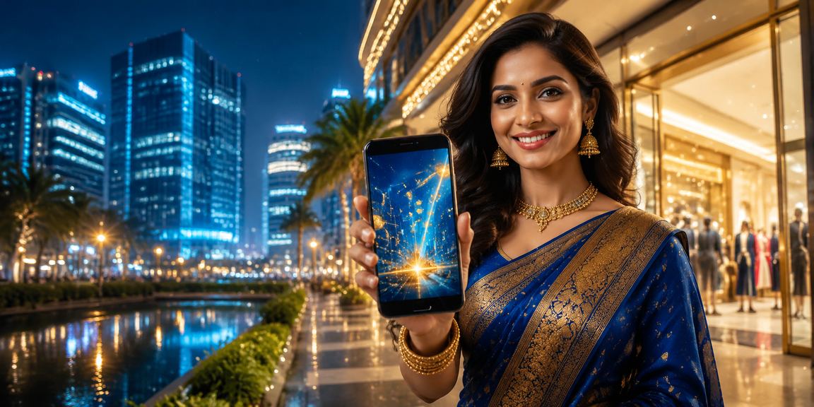 Indian sports bettor checking cashback bonus with cricket background