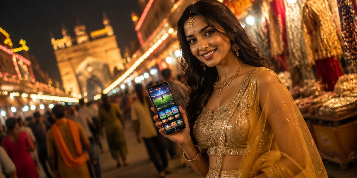 Indian woman enjoying online sports betting platform